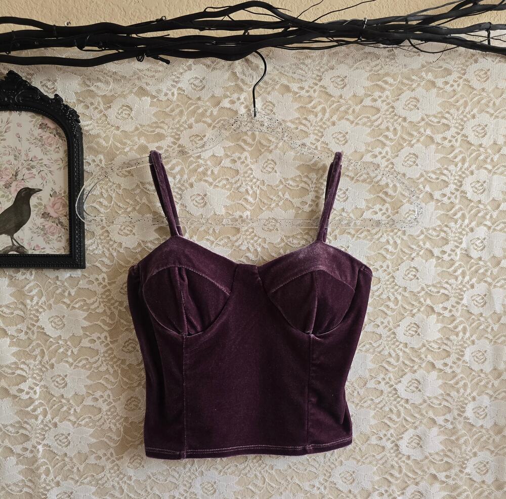 Purple Velvet Corset Cami Tank - coquette - festival - Y2K - fairy-grunge